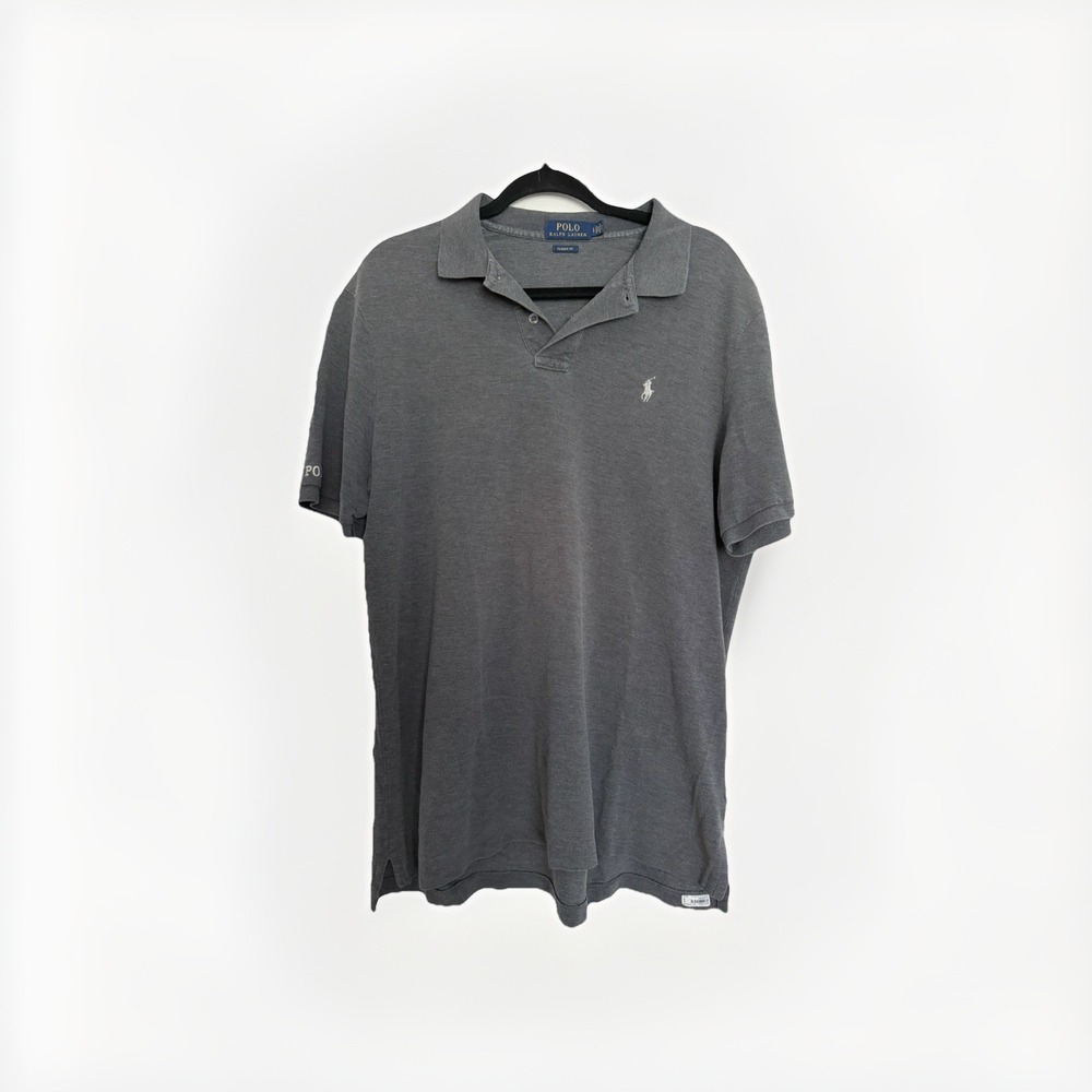 Polo‎ Ralph Lauren Classic Fit Polo Shirt Mens Large Charcoal Gray Cotton Pony